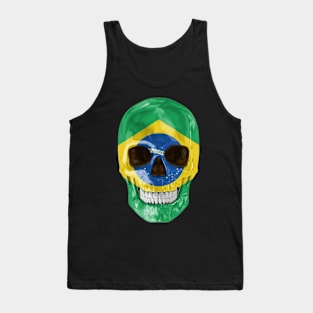 Brazil Flag Skull - Gift for Brazilian With Roots From Brazil Tank Top